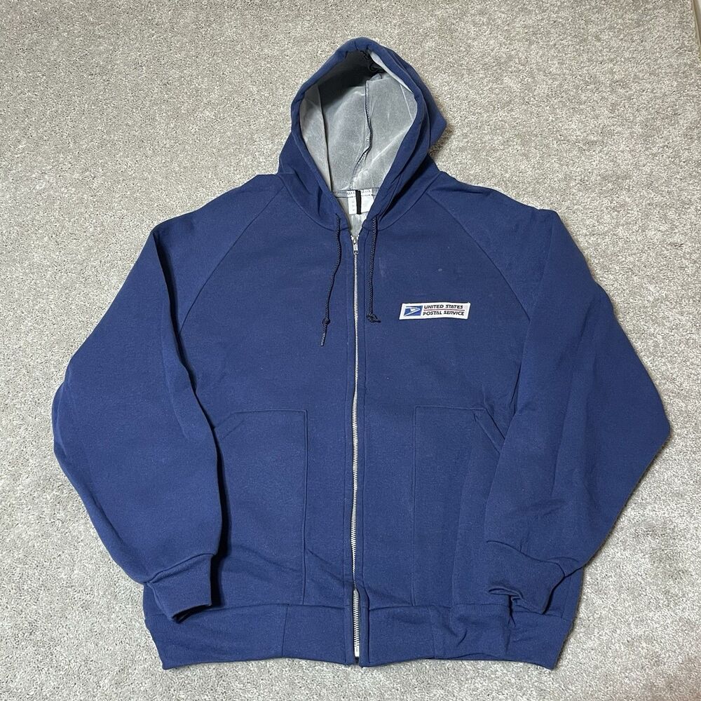 Vintage USPS United States Postal Service Full Zip Insulated Hoodie Mens XL/XXL